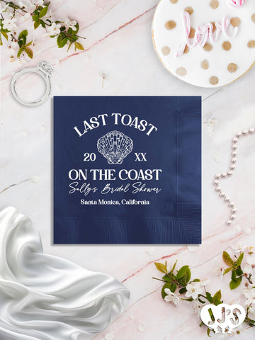Last Toast on the Coast Personalized Bridal Shower Party Napkins - JJ's Party House