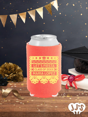 Let's Fiesta Personalized Graduation Can Coolers - JJ's Party House - Custom Frosted Cups and Napkins