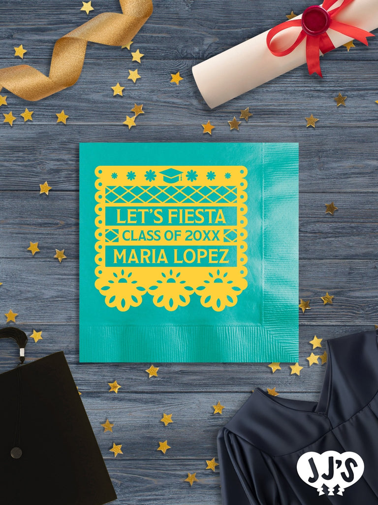 Let's Fiesta Personalized Graduation Napkins - JJ's Party House - Custom Frosted Cups and Napkins