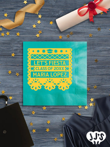 Let's Fiesta Personalized Graduation Napkins - JJ's Party House - Custom Frosted Cups and Napkins