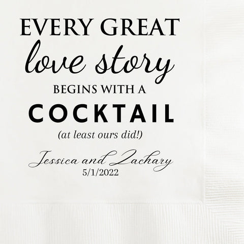 Love Story Custom Printed Wedding Party Napkins - JJ's Party House