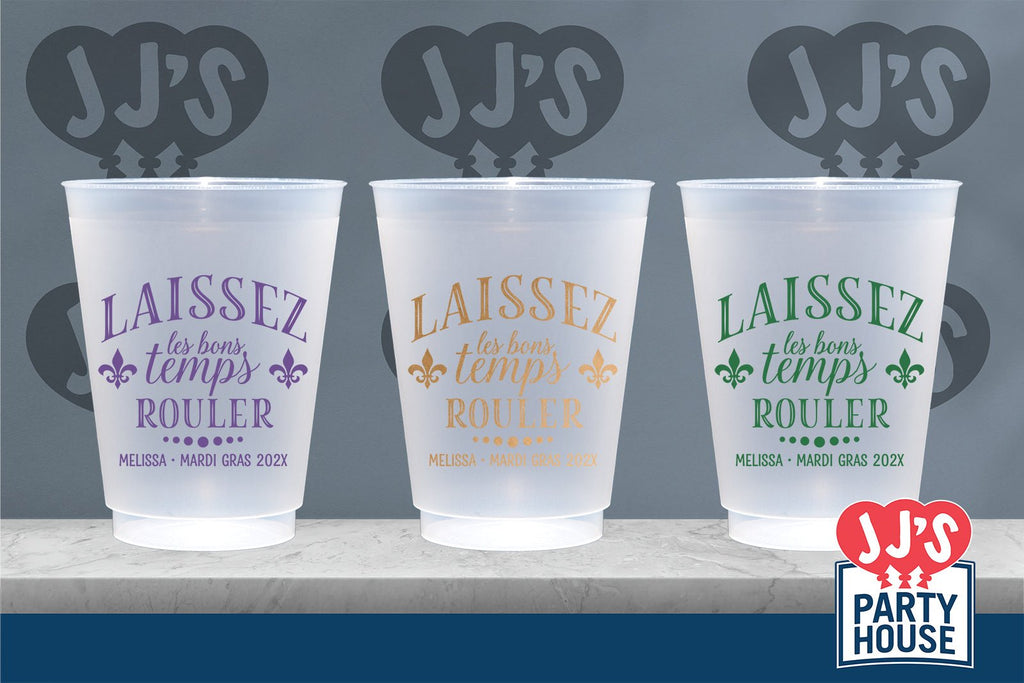 Mardi Gras Laisses Les Bons Temps Rouler Personalized Flex Cups - JJ's Party House