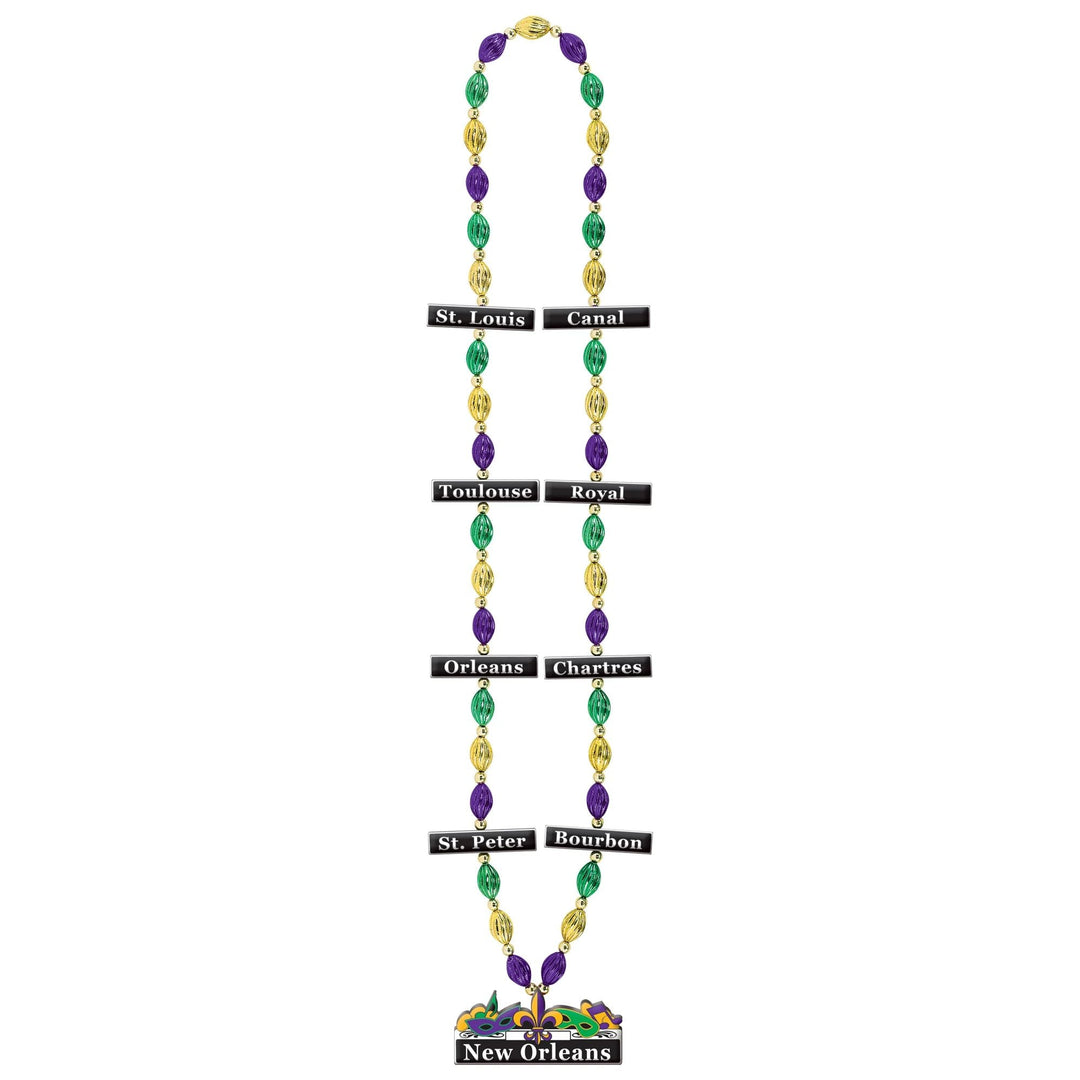 Mardi Gras Street Sign Bead Necklace - JJ's Party House: Birthday,Balloons,Favors,Gifts