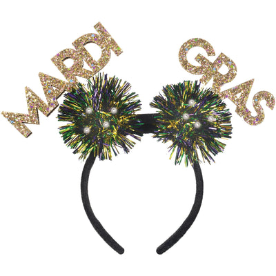 Mardi Gras Tinsel Light Up Headband - JJ's Party House - Custom Frosted Cups and Napkins