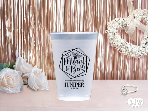 Meant to Bee Bridal Shower Personalized Frosted Plastic Cups - JJ's Party House