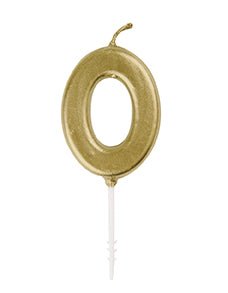 Mini Gold Number 0 Pick Birthday Candle - JJ's Party House: Birthday,Balloons,Favors,Gifts