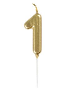 Mini Gold Number 1 Pick Birthday Candle - JJ's Party House: Birthday,Balloons,Favors,Gifts