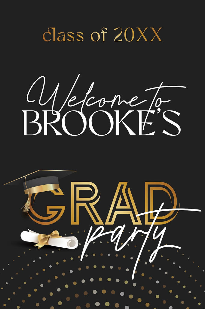 Minimalist Graduation Party Welcome Sign - JJ's Party House - Custom Frosted Cups and Napkins