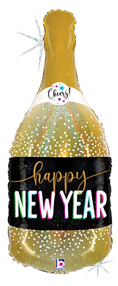 New Year Champagne Bottle Jumbo Balloon 36" - JJ's Party House