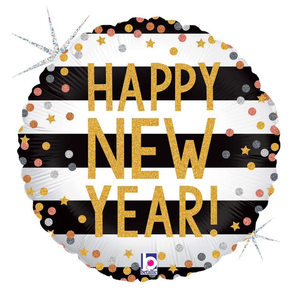 New Year Confetti Holographic Mylar Balloon 18" - JJ's Party House