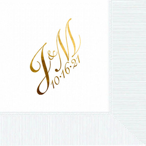 Personalized Classic Script Monogram Napkins - JJ's Party House - Custom Frosted Cups and Napkins