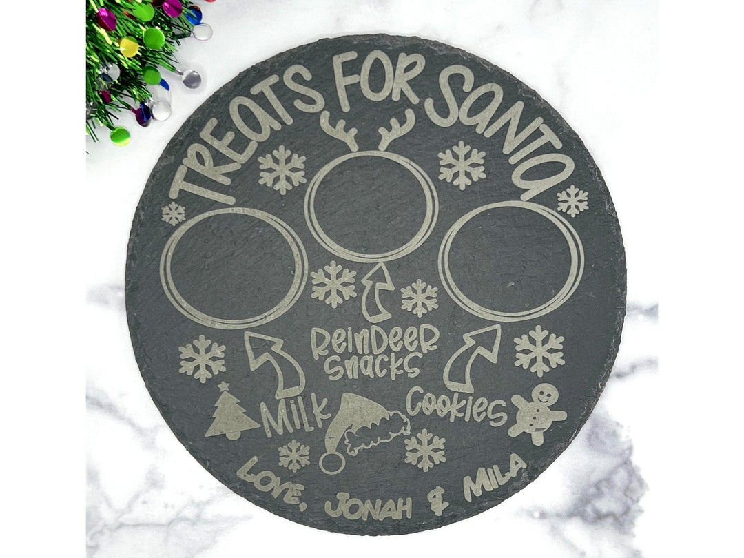 Personalized Santa Treats Slate Tray for Christmas Cookies and Milk for Kids - JJ's Party House