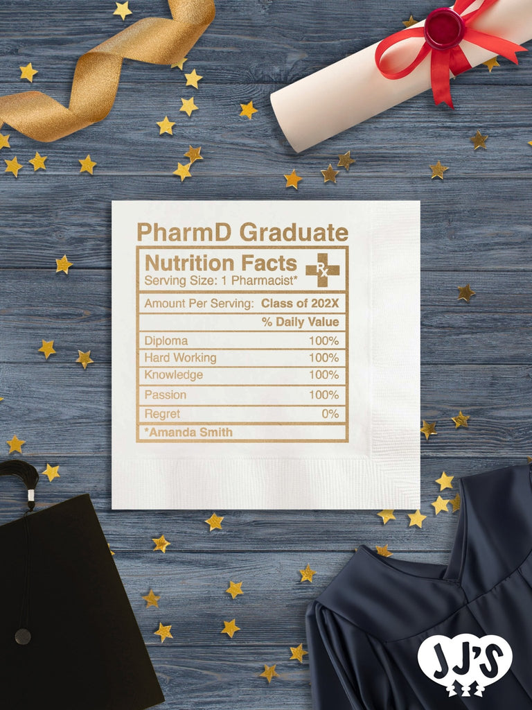 Pharmacy School Nutrition Facts Graduation Napkins - JJ's Party House
