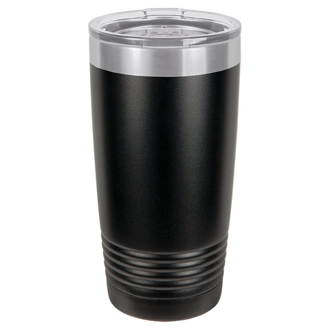 Polar Camel 20 oz. Black and Silver Ringneck Vacuum Insulated Tumbler - JJ's Party House