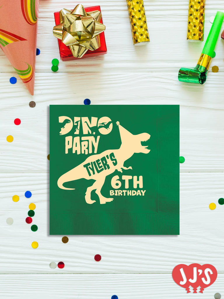 Roar and Soar Personalized Personalized Dinosaur Birthday Napkins - JJ's Party House - Custom Frosted Cups and Napkins