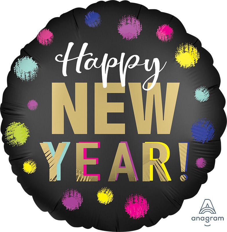Satin Dotted New Year Mylar Balloon 18" - JJ's Party House
