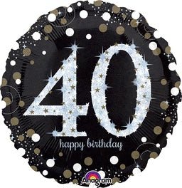 Sparkling 40th Birthday Mylar Balloon 18" - JJ's Party House: Birthday, Balloons & Custom Party Favors