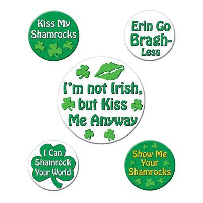 St. Patrick's Day Funny Party Buttons 5pc - JJ's Party House