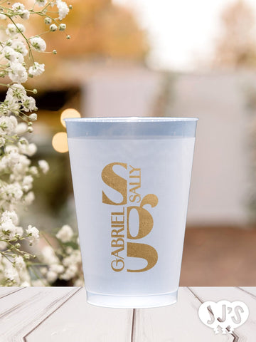 Stacked Wedding Monogram Personlized Plastic Flex Cups - JJ's Party House