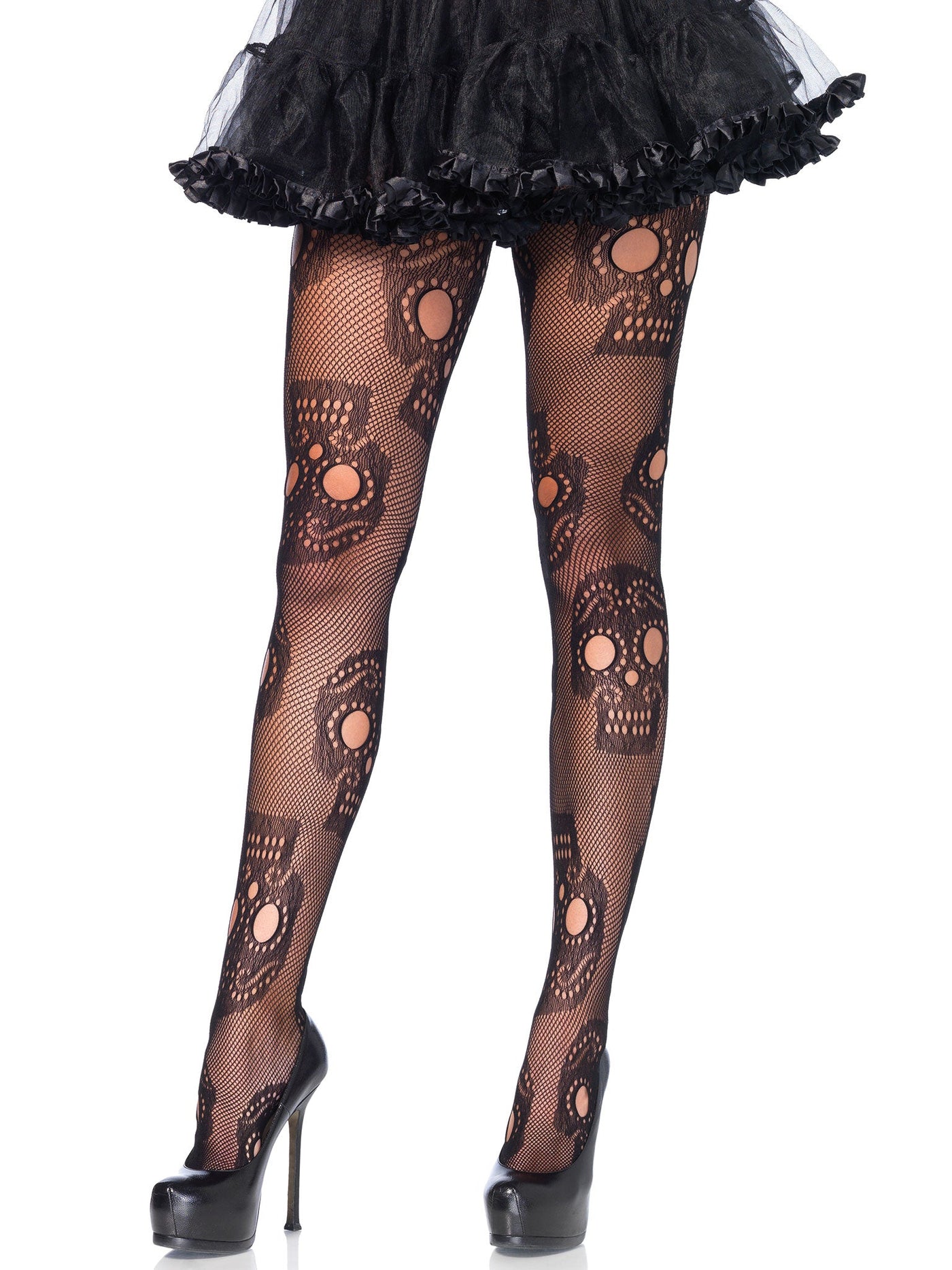 Sugar Skull Net Pantyhose - One Size - JJ's Party House