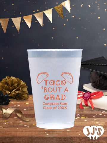 Taco Bout A Grad Personalized Graduation Frosted Cups - JJ's Party House - Custom Frosted Cups and Napkins