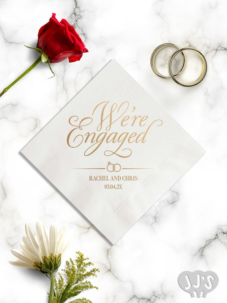 We're Engaged Script Personalized Napkins - JJ's Party House