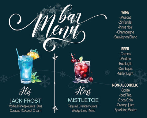 Winter Cocktail Bar Menu Sign - JJ's Party House