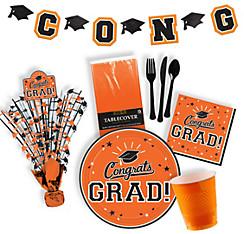 Orange graduation party supplies, decorations and balloon available at JJ's Party House in McAllen