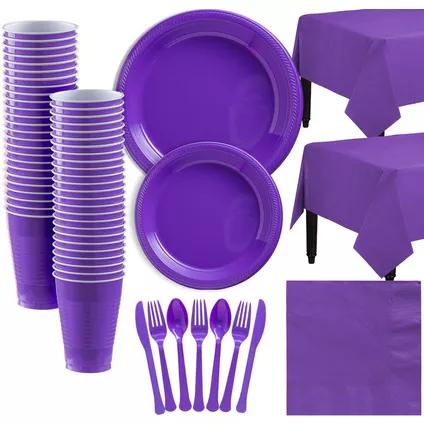 Purple Plastic Tableware