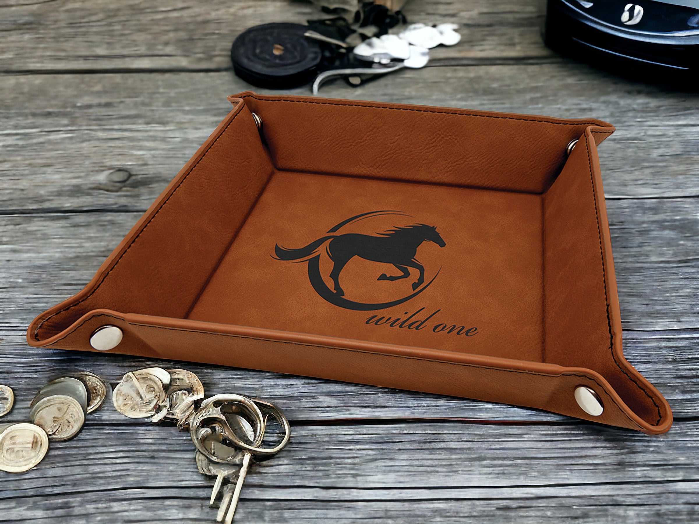 Personalized Leatherette Valet Trays
