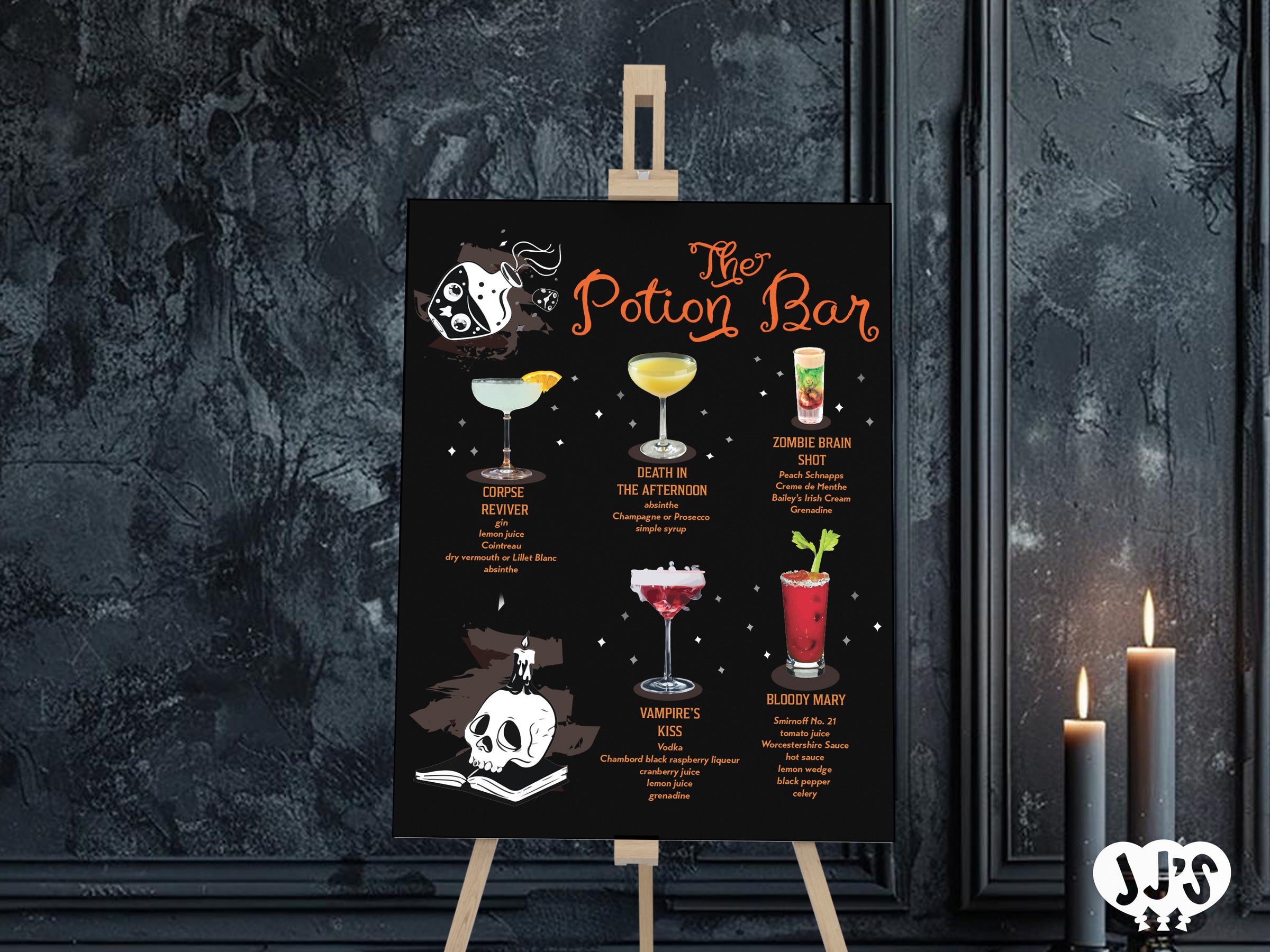 Halloween Bar Menu Cocktail Sign - JJs Party House McAllen