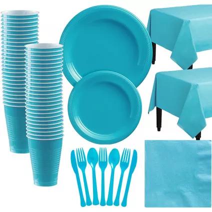 Caribbean Blue Plastic Tableware - JJ's Party House