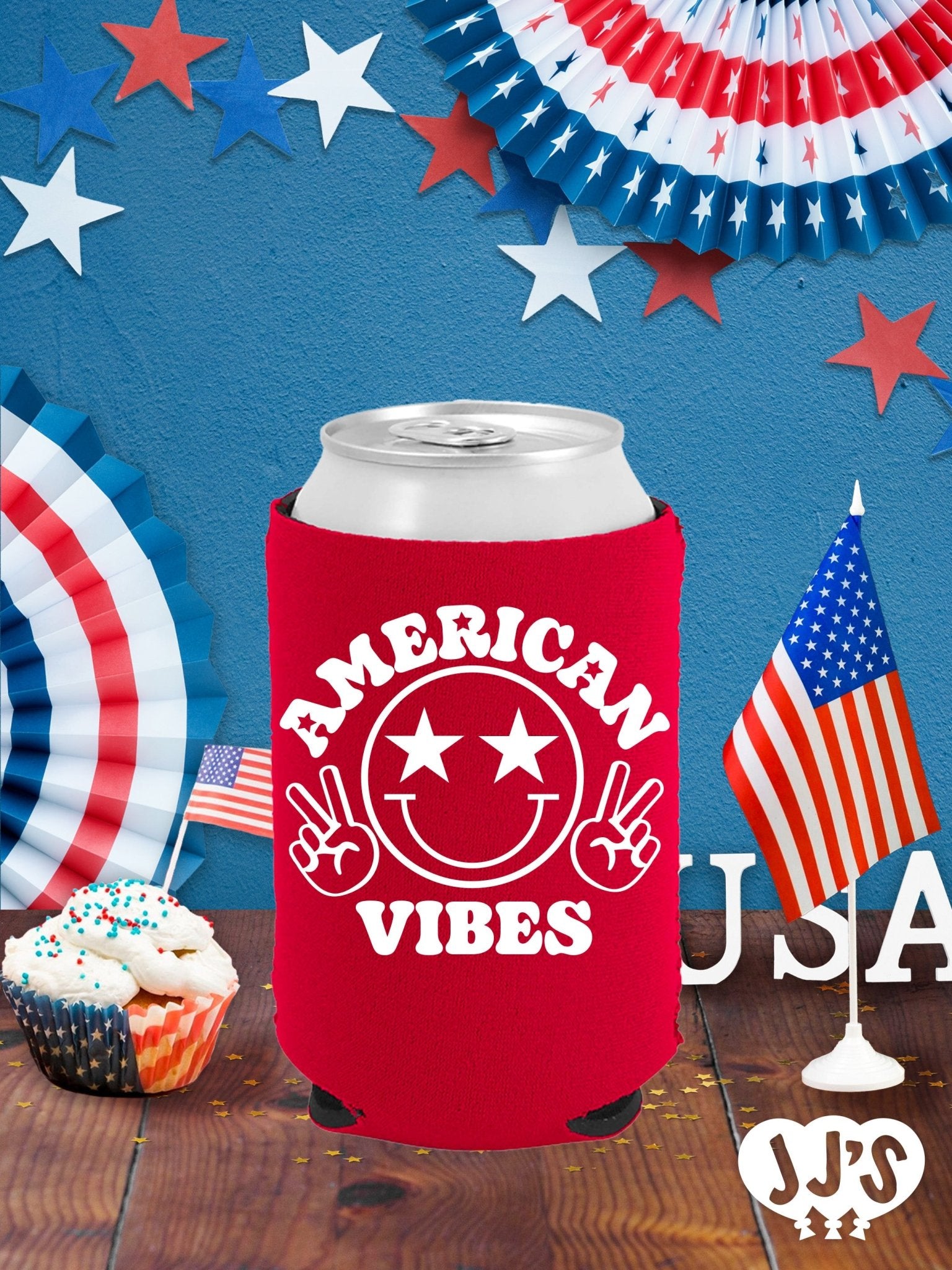 Custom Patriotic Can Coolers - JJ's Party House: Custom Party Favors, Napkins & Cups