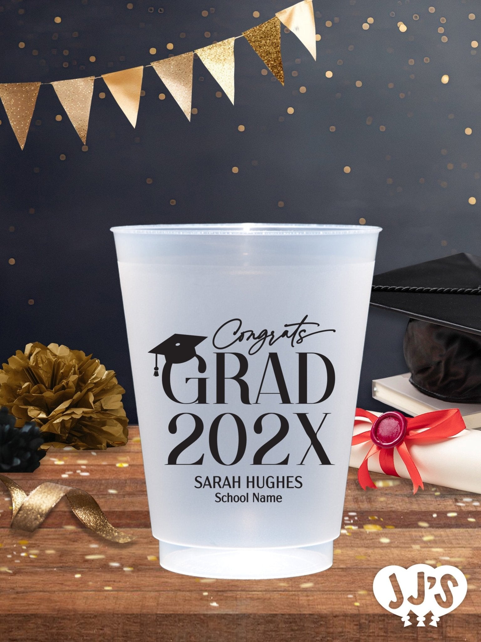 Graduation Personalized Plastic Frosted Cups - JJ's Party House: Birthday,Balloons,Favors,Gifts