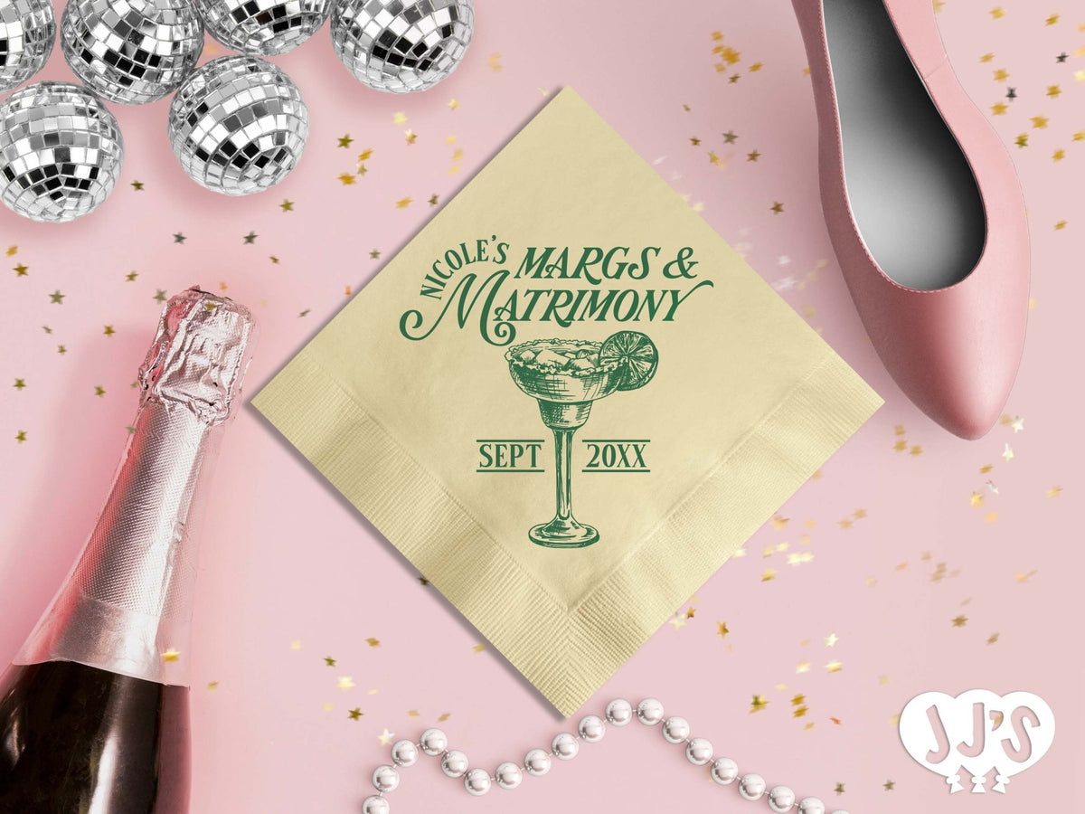 Margs and Matrimony Custom Bachelorette Party Napkins - JJ's Party House: Birthday,Balloons,Favors,Gifts