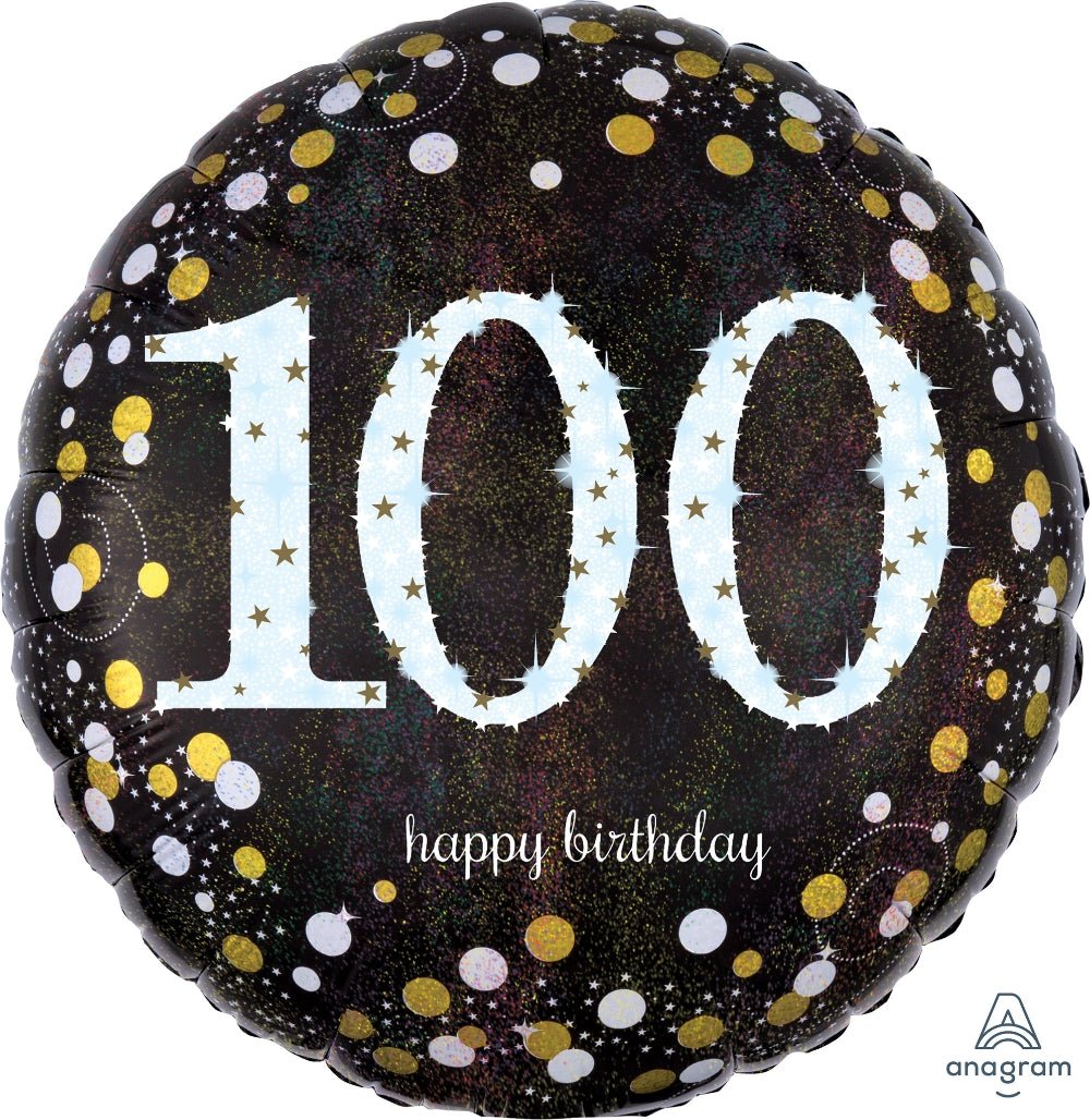 100th Sparkling Birthday Mylar Balloon 18" - JJ's Party House: Birthday,Balloons,Favors,Gifts