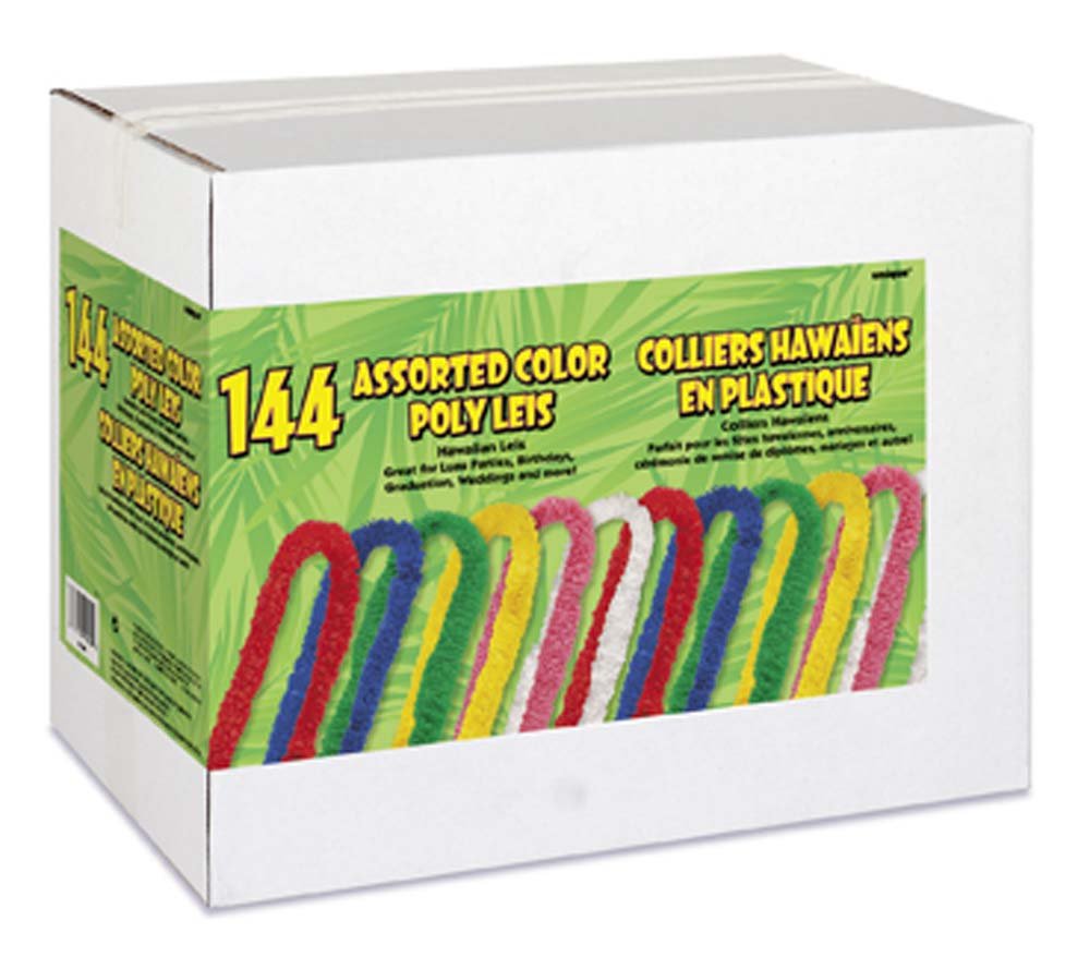 144 Poly Leis 33'' Box Assortd - JJ's Party House: Birthday, Balloons & Custom Party Favors