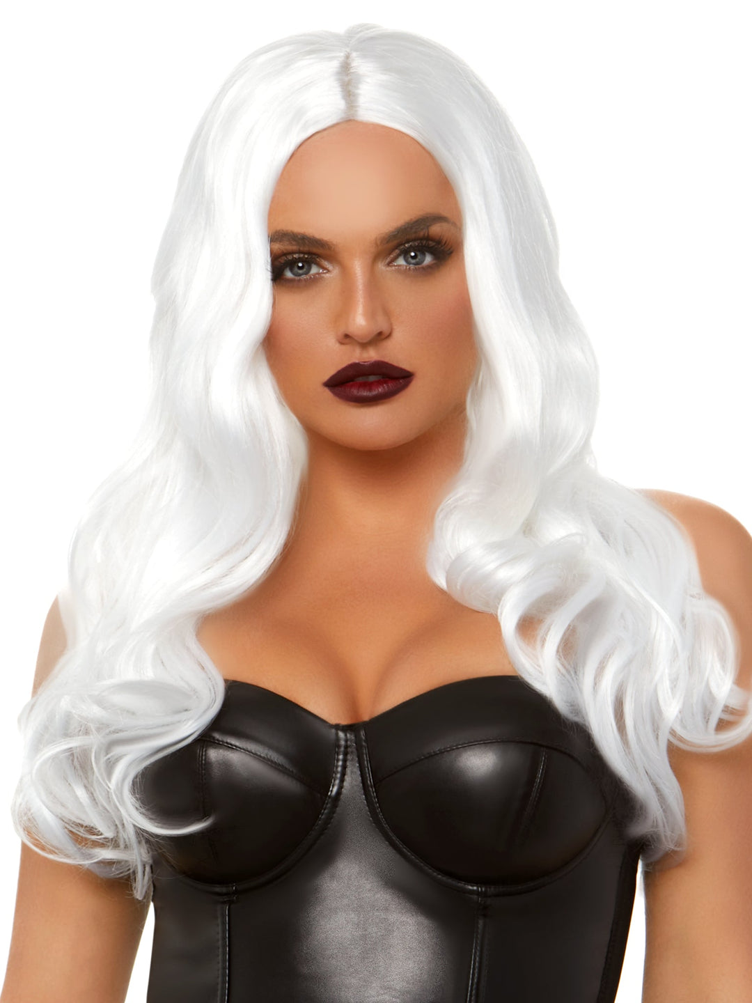 27" Long Wavy Center Part Black Wig - JJ's Party House