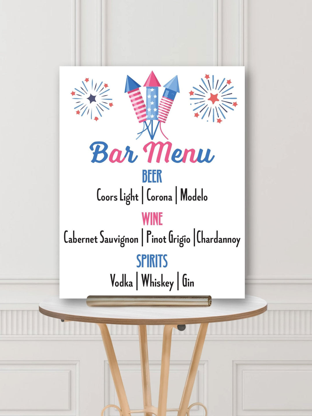 4th of July Bar Menu - JJ's Party House: Custom Party Favors, Napkins & Cups