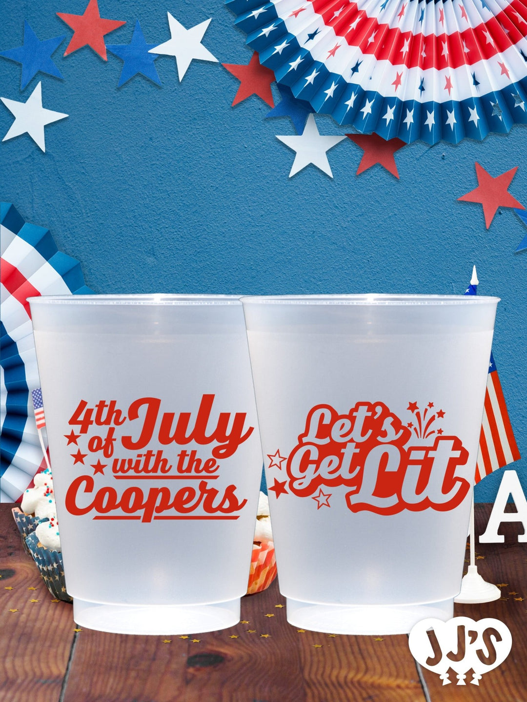 4th of July Custom Frosted Cups - Let's Get Lit - JJ's Party House: Custom Party Favors, Napkins & Cups