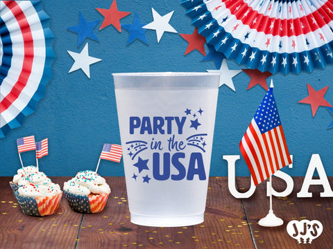 4th of July Custom Frosted Cups - Party in the USA - JJ's Party House: Custom Party Favors, Napkins & Cups