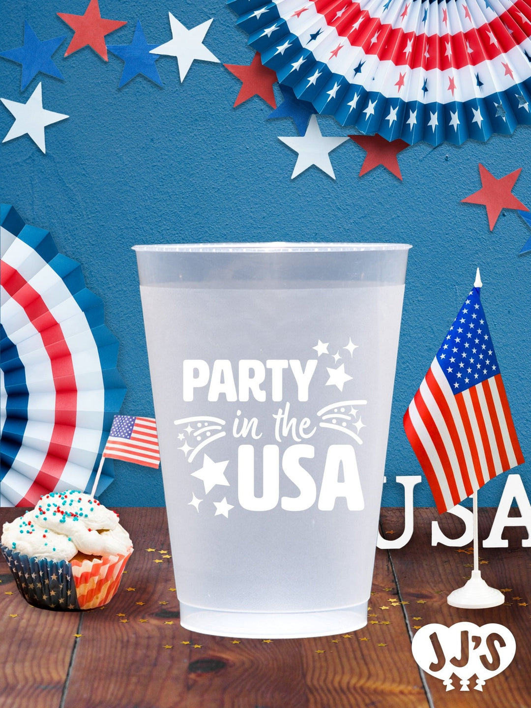 4th of July Custom Frosted Cups - Party in the USA - JJ's Party House: Custom Party Favors, Napkins & Cups