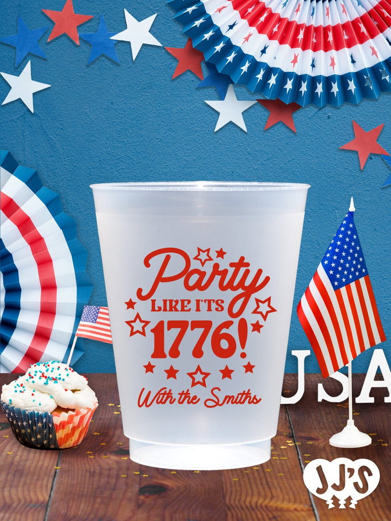 4th of July Custom Frosted Cups - Party Like It's 1776 - JJ's Party House: Custom Party Favors, Napkins & Cups