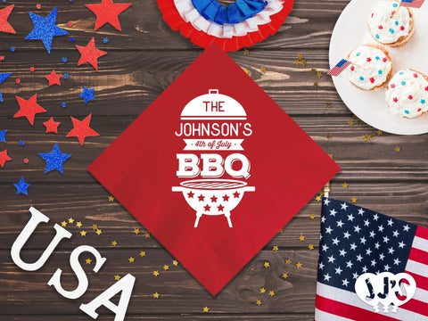 4th of July Custom Napkins - Family 4th of July BBQ - JJ's Party House: Custom Party Favors, Napkins & Cups