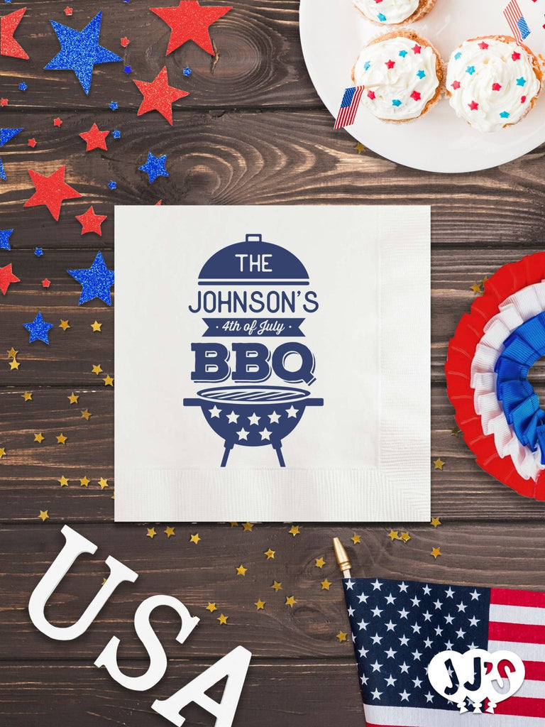 4th of July Custom Napkins - Family 4th of July BBQ - JJ's Party House: Custom Party Favors, Napkins & Cups