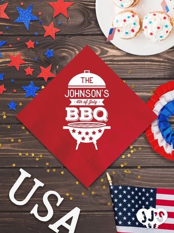 4th of July Custom Napkins - Family 4th of July BBQ - JJ's Party House: Custom Party Favors, Napkins & Cups