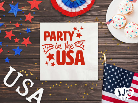 4th of July Custom Napkins - Party in the USA - JJ's Party House: Custom Party Favors, Napkins & Cups