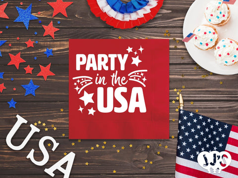 4th of July Custom Napkins - Party in the USA - JJ's Party House: Custom Party Favors, Napkins & Cups