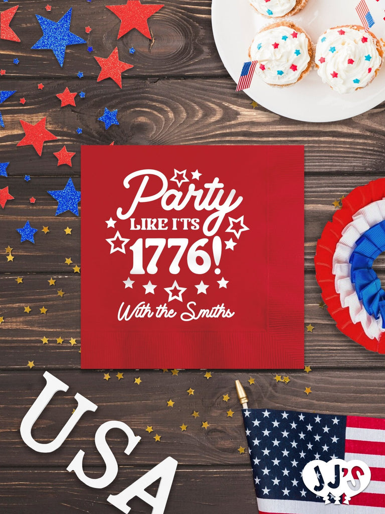 4th of July Custom Napkins - Party Like It's 1776 - JJ's Party House: Custom Party Favors, Napkins & Cups