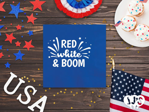 4th of July Custom Napkins - Red White and Boom - JJ's Party House: Custom Party Favors, Napkins & Cups